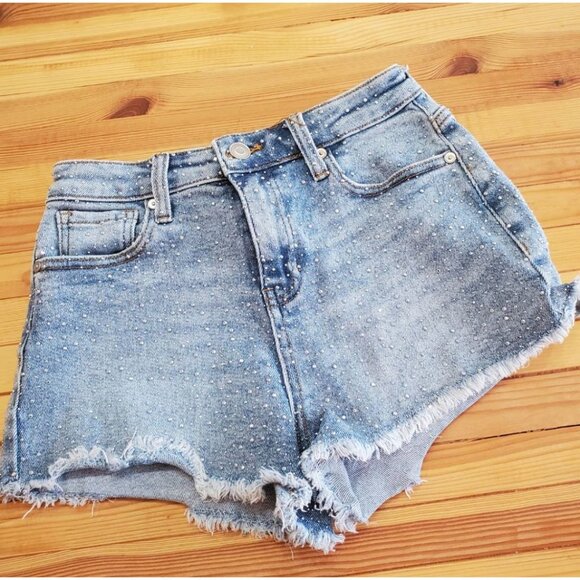 Altar'd State Denim embellished shorts, Adult-24,Blue - Picture 1 of 3